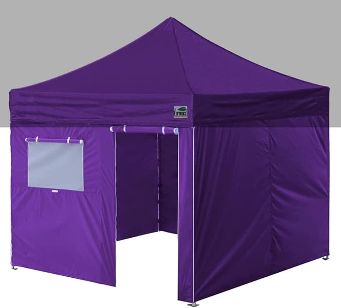 Eurmax USA Full Zippered Walls for 10 x 10 Easy Pop Up Canopy Tent,Enclosure Sidewall Kit with Roller Up Mesh Window and Door 4 Walls ONLY,NOT Including Frame and Top（Purple）