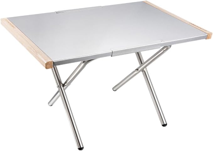 CAMPINGMOON Camping Side Table Heat-Resisting Stainless Steel Embossing Process for Outdoor Table Top Grill T-370