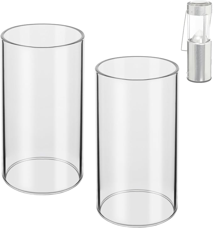 2-Pack Compatible Replacement Glass Chimney for UCO Candle Lantern, Durable & Heat-Resistant Glass for UCO Lantern Accessories