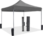 OLIXIS 10x10 Ft Waterproof Pop Up Canopy Tent, Portable Outdoor Shade Shelter with Sand Bags, Ideal for Beach, Backyard Parties & Events, Classic Grey