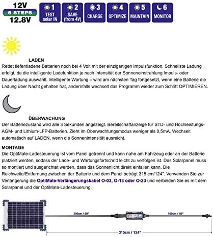 Optimate Solar Duo 20W Travel kit, TM522-D2TK, 6-Step 12V / 12.8V 1.6A Weatherproof Solar Battery Saving Charger & maintainer