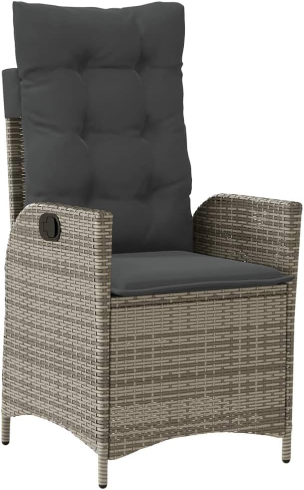 Reclining Patio Chair with Cushions Gray Poly Rattan Porch Chairs Camping Chairs Patio Chairs Living Room Chairs for Dining Patio Bedroom Outdoor