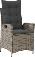 Reclining Patio Chair with Cushions Gray Poly Rattan Porch Chairs Camping Chairs Patio Chairs Living Room Chairs for Dining Patio Bedroom Outdoor