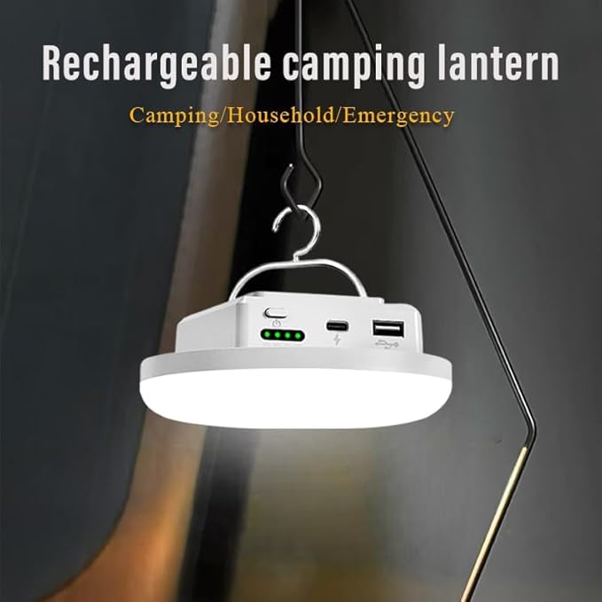 Camping Lights Tent Light 4500 Lumens 45W Rechargeable LED Lantern Magnetic Hanging, Portable USB Outdoor Canopy, Emergency Lights for Home, Lanterns for Power Outages, Ice Shanty Lights（White）