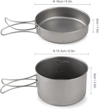 Titanium Bowls Camping Cookware Set Camping Pot Outdoor Pan Outdoor Cooking Tableware with Foldable Handles Mesh Sack,