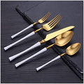 Cutlery Set Pieces Service Stainless Steel Titanium Flatware,Party Steel Cutlery Set Blue Black Gold Dinnerware 304 Stainless Steel Forks Spoons Knives Set Kit Outstanding,