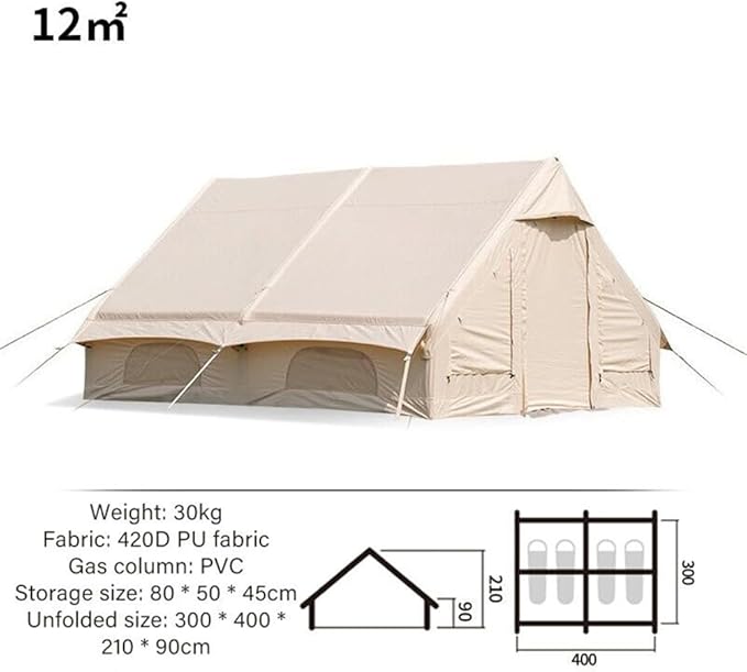 UNIISTRENGH Inflatable Camping Tent, Air Glamping Quick Set Up Waterproof Pop Up Tents with Stove Jack Hole and Carry Bag