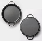 Cast Iron Skillet with 2 Handle, 22cm/25cm Rounde Mini Flat Bottomed Frying Pan for fried steakBread, Baking,Pizza, Outdoor Cooking, Camping, Grill, Stovetop, Oven Safe Cookware (8.7 x 8.7 x 1.78 in)