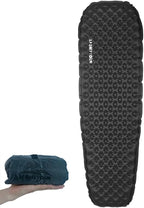 Single Inflatable Sleeping Mat, 20D Nylon Lightweight Air Bed for Adults, Air Mattress with Storage Bag for Camping Ultralight Backpacking, Hiking, Traveling & Outdoor Activities (Black, R)