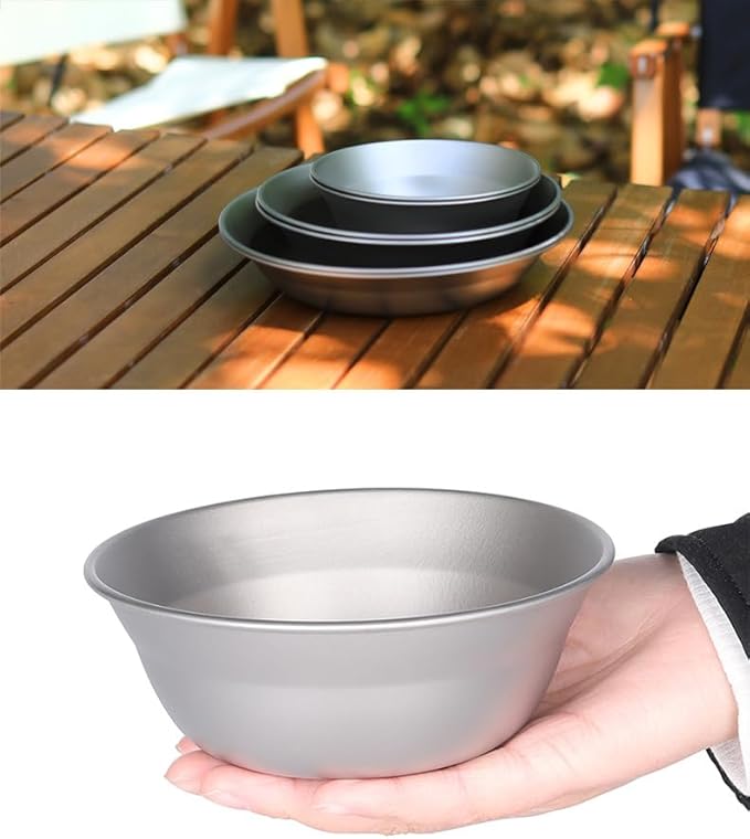 Pure Titanium Bowl 3-piece Set Outdoor Camping Portable Tableware Household Salad Plate
