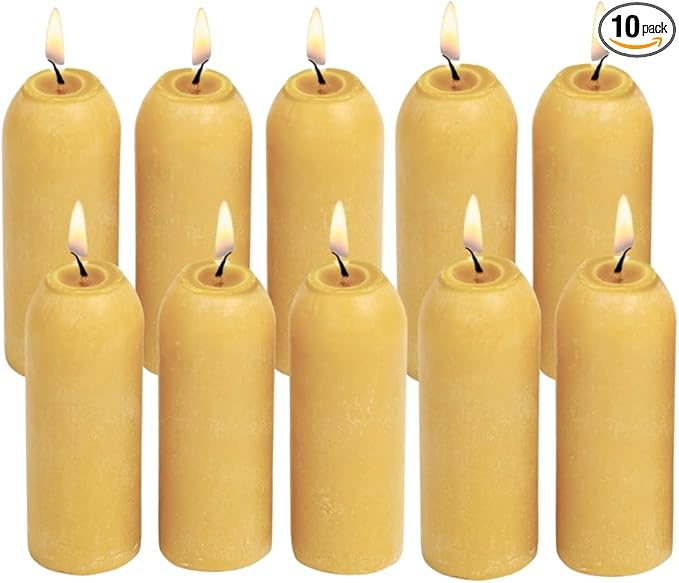 UCO 12-Hour Natural Beeswax, Long-Burning Candles for UCO Candle Lanterns and Emergency Preparedness, 10-Pack