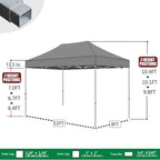 Eurmax USA 8'x12' Pop Up Canopy Tent Commercial Instant Canopies with Heavy Duty Roller Bag,Bonus 4 Sand Weights Bags (Grey)
