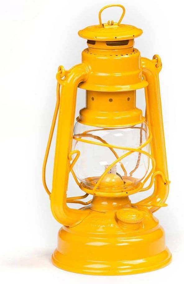 Feuerhand Outdoor Kerosene Fuel Lantern, German Made Weather Resistant Baby Special 276 Galvanized Hurricane Lamp for Camping or Patio, 10 Inches, Yellow