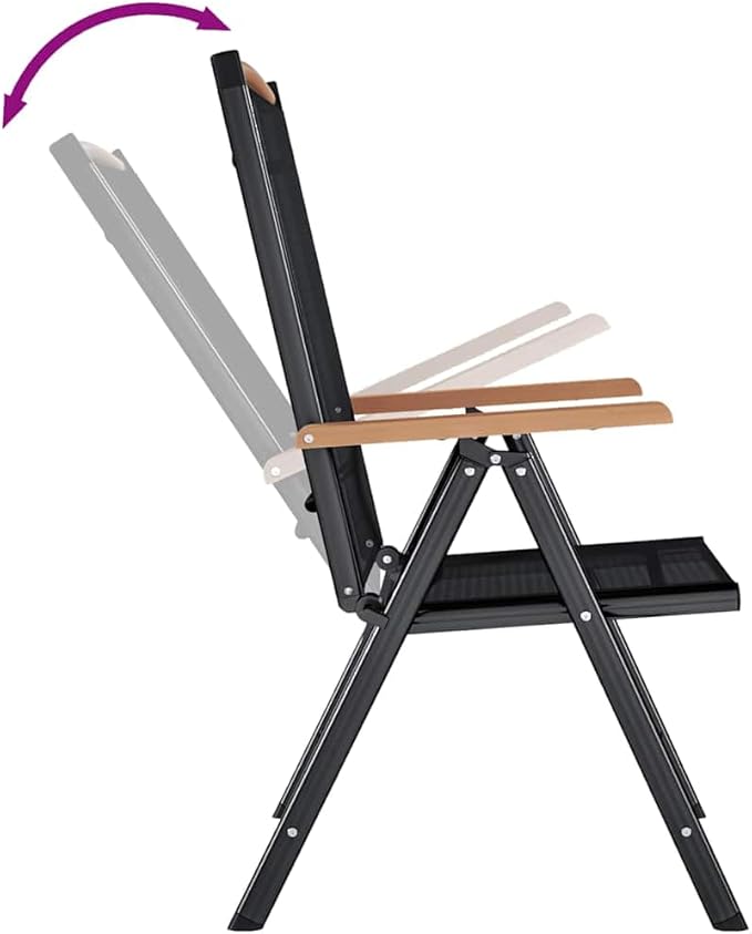 6-Pack Black Folding Patio Chairs, 25.6"x22.8"x42.9" Textilene Zero Gravity Outdoor Lounge Seats with Adjustable Backrest, Lightweight Camp Chairs for Garden Balcony Terrace