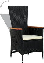 Armchair Set of 2 Black PE Rattan Standard Adjustable Armrests Outdoor Chair Backyard Furniture Camping Chair for Deck Outdoor