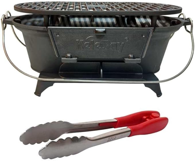Portable Charcoal Grill Stove,Cast Iron Tabletop BBQ Grill 2 Heights cast iron hibachi,for 2-4 People,for Outdoor, Camping,Picnic,Backyard,Patio