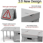 Folding Storage Camping Box with Table,3 in 1 Lightweight Camp Storage Box with Parking Warning Sign,Portable Foldable Compartment Table for Indoor, Outdoor, Fishing, BBQ, Picnic, Gray