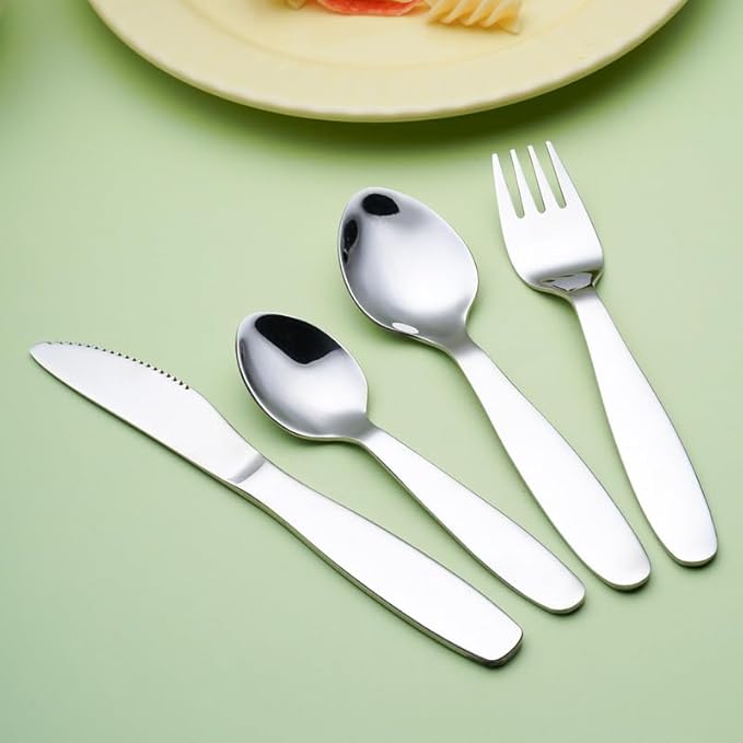 304 Stainless Steel Silverware Set, 16-Piece Flatware Cutlery Set for 4, Knife, Fork & Spoon, Durable Black Handle, Perfect for Dining, Parties & Everyday Use