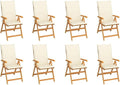 Reclining Patio Chairs with Cushions 8 pcs,Outdoor Folding Chair,Lounge Chair,Portable Camping Chair,Tanning Chairs for Outside,Garden Chair,for Outdoor Patio, Campsite, or Yard,Solid Teak Wood