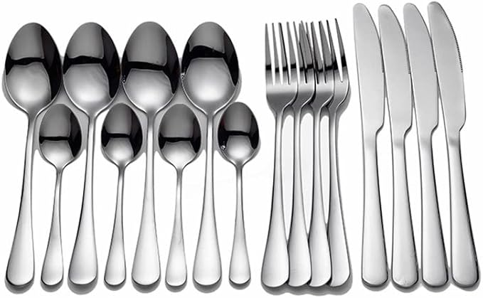16 Piece Stainless Steel Tableware Set Fork Spoon Knife Cutlery Set Dinnerware Set Spoon Complete Tableware Eco Friendly Serves for 4