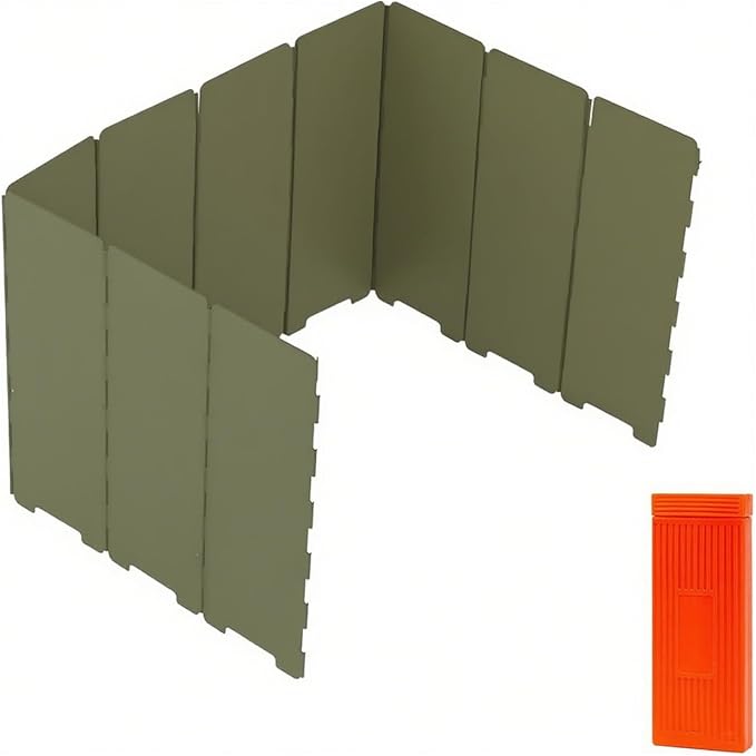 Foldable Camping Stove Windscreen, Green Aluminum Outdoor Windshield Gas Stove Lightweight Wind Screen for Camping, Wind GuardGlamping, Hiking, Picnic, Backpacking