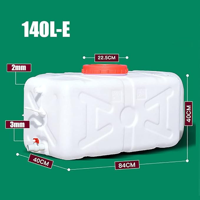 Water Tank Water Tank 100L Water Bucket Water Tank Water Bucket Household Water Storage Outdoor Food Grade Plastic Water Tank Large Rectangular Horizontal Disaster Camp Water Tank(Size:140L-E)