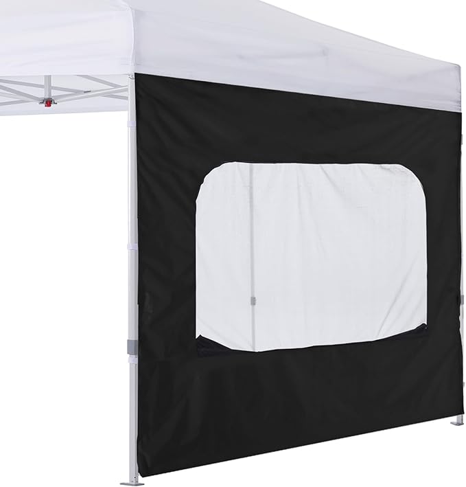 COOSHADE Instant SunWall 8x8 SideWall for Pop up Canopy Tent, 1 Pack Sidewall with Mesh Window Only, Black