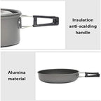 Camping Cookware Cook Camping Backpack Tableware Outdoor Cookware Pot Picnic Canteen Survival Hiking Boiler Set Outdoor Picnic(Black)