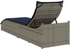 Folding Sun Lounger with Cushion and Storage Gray Poly Rattanrecliner Tanning Chair Camping Chairs Patio Suitable for Garden Courtyard