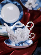 Enamel Watercolor Floral Tableware, 45 Bone China Tableware Set, 10-person Chinese Tableware, Light Luxury Bowl And Plate Set, Camping Outdoor Tableware