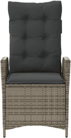 Reclining Patio Chairs 2 pcs with Cushions Gray Poly Rattan Porch Chairs Camping Chairs Patio Chairs Living Room Chairs for Dining Patio Bedroom Outdoor