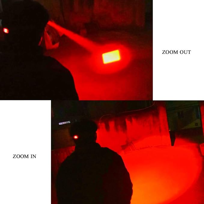 Red Light Headlamp, 3 Mode LED Headlamp, Zoomable Red Headlamp for Astronomy, Aviation, Night Observation