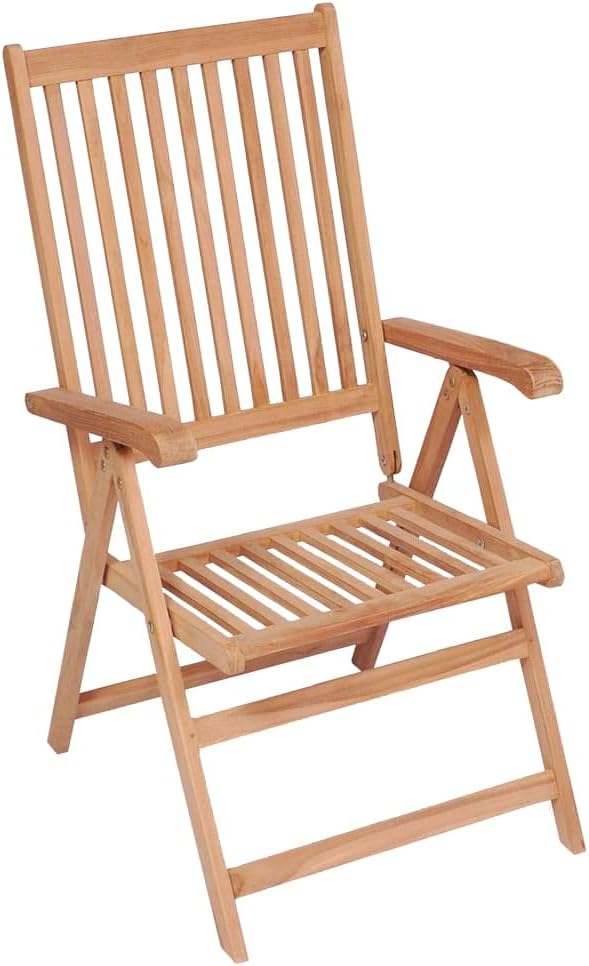 Reclining Patio Chairs 6 pcs,Bistro Table and Chairs Outdoor,Portable Camping Chair,Lawn Chair,Garden Chair,7 Reclining Positions,for Yard, Balcony, Porch, Solid Teak Wood