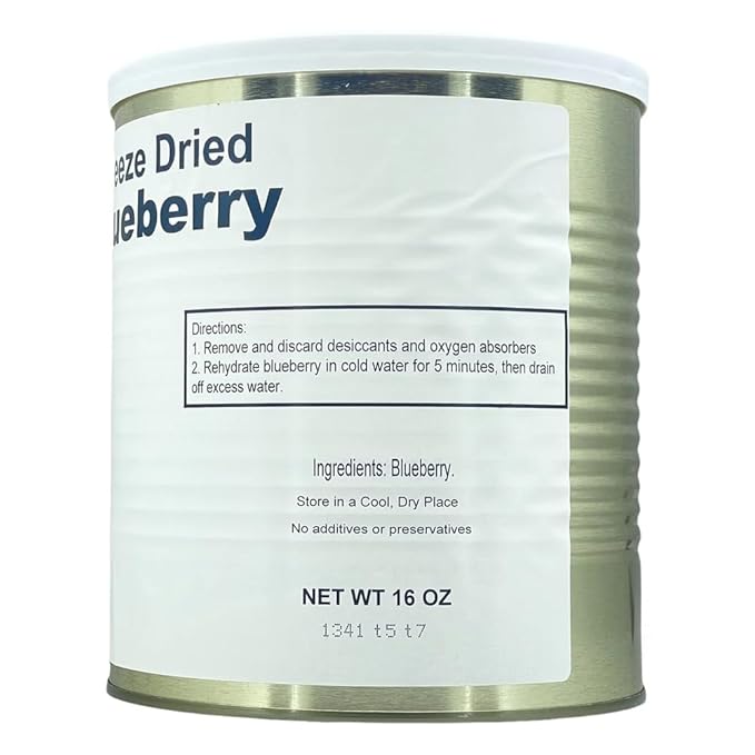 Military Surplus Freeze-Dried Blueberries 16 Oz Long-Term Storage Survival Food, Perfect for Emergency Preparedness & Snacking Everyday Meals | Fruit Snacks 25+ Year Shelf Life Made in USA Pack of 1
