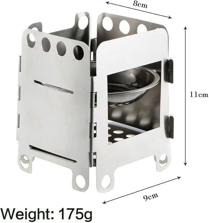 Outdoor Portable Camping Hiking Stainless Steel Card Wood Stove Wild Backpack Chain