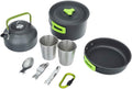 Camping Cookware Set Lightweight Portable Camping Pan Kettle Cups Outdoor Spoon Fork Cutter Outdoor Tableware for Picnic Hiking (Color : Orange) (Green)