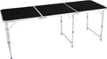 6Ft Camping Table Folding Portable Camp Aluminum Fold Up Lightweight Table Outdoor for Camping, Picnic, Portable Folding Aluminum Table Easy to Set & Carry - Black 180 x 60 x 70cm
