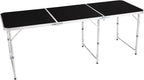 6Ft Camping Table Folding Portable Camp Aluminum Fold Up Lightweight Table Outdoor for Camping, Picnic, Portable Folding Aluminum Table Easy to Set & Carry - Black 180 x 60 x 70cm