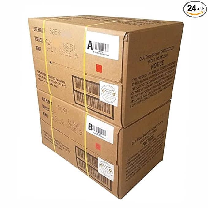 2026, 2027 inspection MRE Meals Ready to Eat A and B bundle cases. Fresh and Genuine Military US surplus emergency food full box long shelf life for Camping, Outdoors, Hiking & Prepping