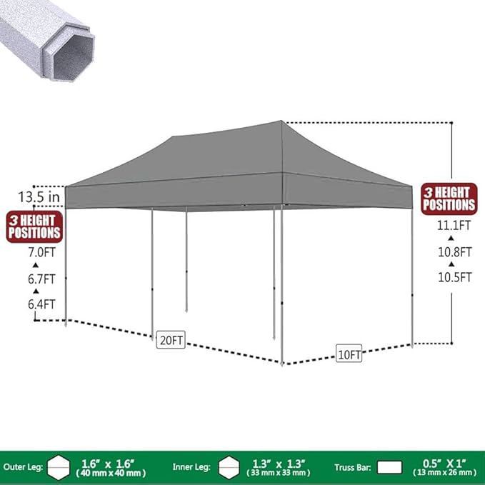 Eurmax USA Premium 10'x20' Pop-up Canopy Tent Party Tent Commercial Instant Canopies Shelter with Removable Sidewalls with Wheeled Carry Bag Bonus 6 Sand Bags(Blue)
