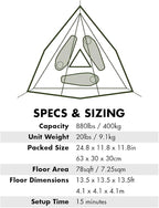 Tentsile Stingray V3 Tree Tent, Camping Hammock Tent, 3P Capacity, Portable Tree House Shelter for Campers, Backyards, Campgrounds, Designed in The UK