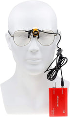 Dental Protable LED Head Light Lamp for Dental Surgical Medical Binocular Loupe Metal Clip with Plastic Body for Fast Heat Dissipation (Red)