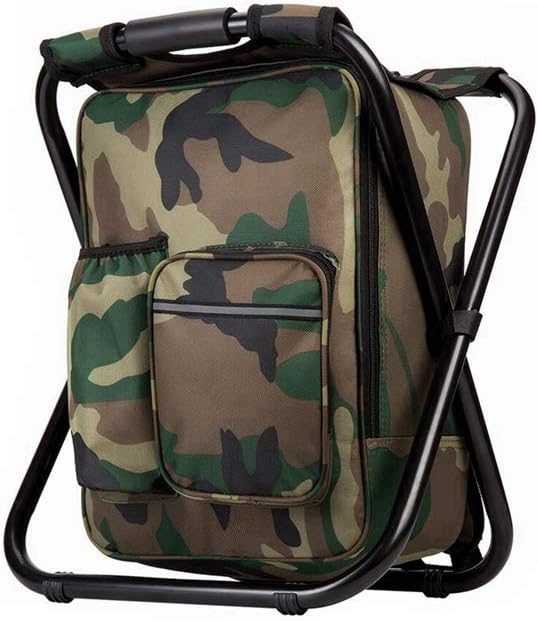 Bright starl Upgraded Large Size 3 in1 Multifunction Fishing Backpack Chair, Portable Hiking Camouflage Camping Stool, Folding Cooler Insulated Picnic Bag Backpack Stool