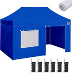 Eurmax USA Premium 10'x20' Pop-up Canopy Tent Party Tent Commercial Instant Canopies Shelter with Removable Sidewalls with Wheeled Carry Bag Bonus 6 Sand Bags(Blue)
