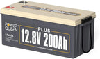 Power Queen 12V 200Ah PLUS LiFePO4 Battery, Lithium Battery with 200A BMS, 2560W Load Power, 15000 Deep Cycles for RV Motorhome, Trailer Van Camper, Solar, Off-Grid