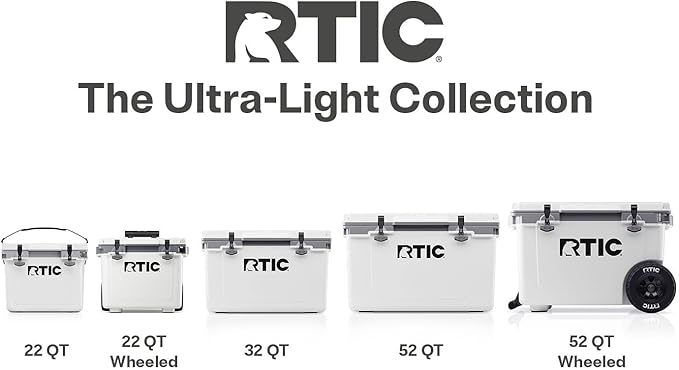 RTIC 22 QT Ultra-Light Wheeled Cooler with Handle, Hard Insulated Portable Ice Chest Box for Beach, Drink, Beverage, Camping, Picnic, Fishing, Boat, Barbecue