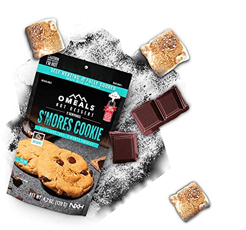 OMEALS S’Mores Cookie Good to Go Meals - Self Heating Emergency Food Supplies, Fully Cooked Backpacking Meals and Camp Food with Extended Shelf Life - USA - 6 Pack