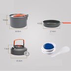 Camping Cookware Set Hiking Heat-Exchanger Aluminium Pot Tableware Dishes Lightweight Foldable Pots Pans for Backpacking Picnic Outdoor