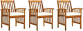 (Fast Shipment) Patio Dining Chairs, Outdoor Chairs, for Camping Pool Beach Deck, Lawn Chair Patio Dining Chairs 3 pcs with Cushions Solid Acacia Wood