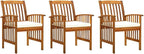 (Fast Shipment) Patio Dining Chairs, Outdoor Chairs, for Camping Pool Beach Deck, Lawn Chair Patio Dining Chairs 3 pcs with Cushions Solid Acacia Wood